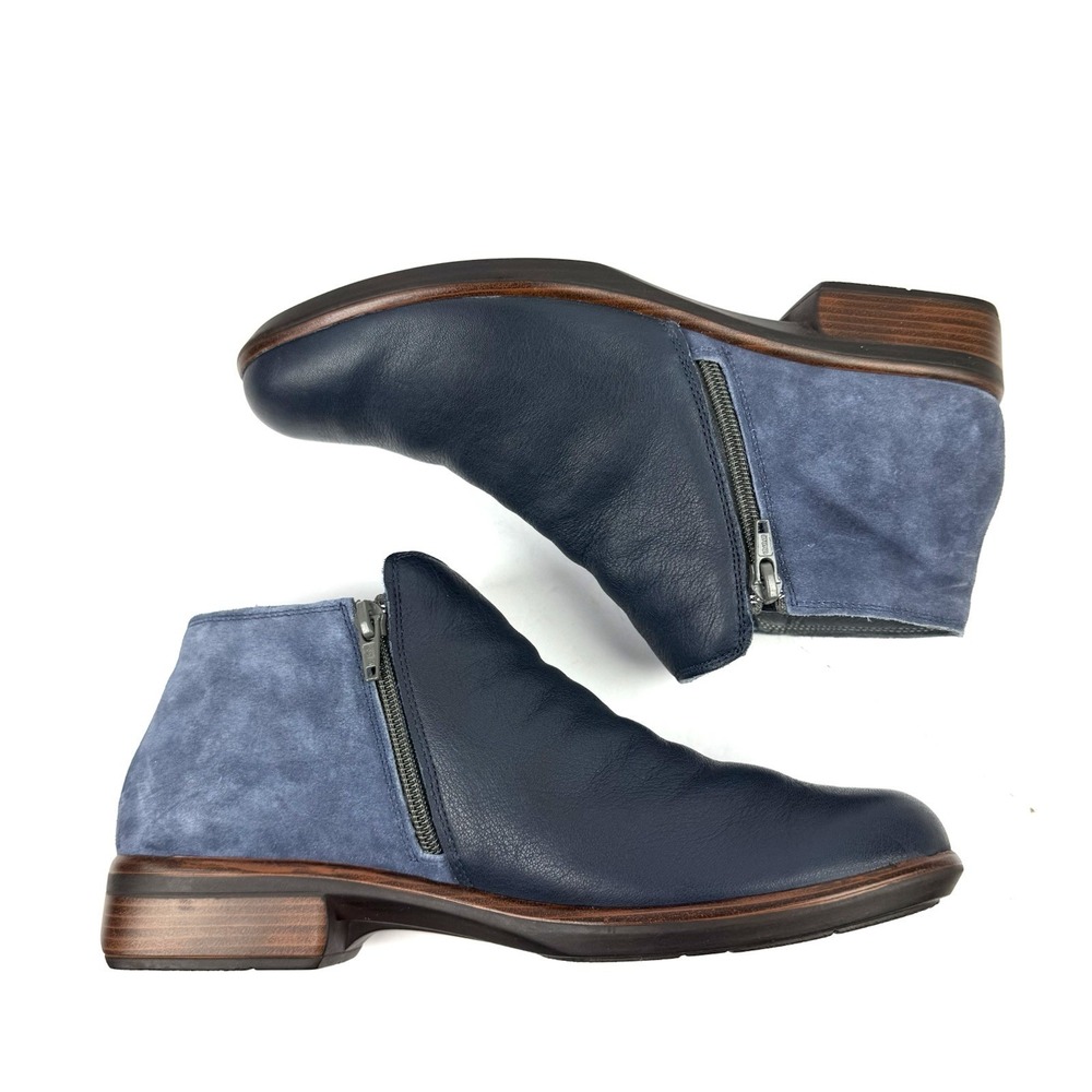 Naot Helm Boots EU 41 Blue Suede Leather Comfort Double Side Zip Booties US‎ 10